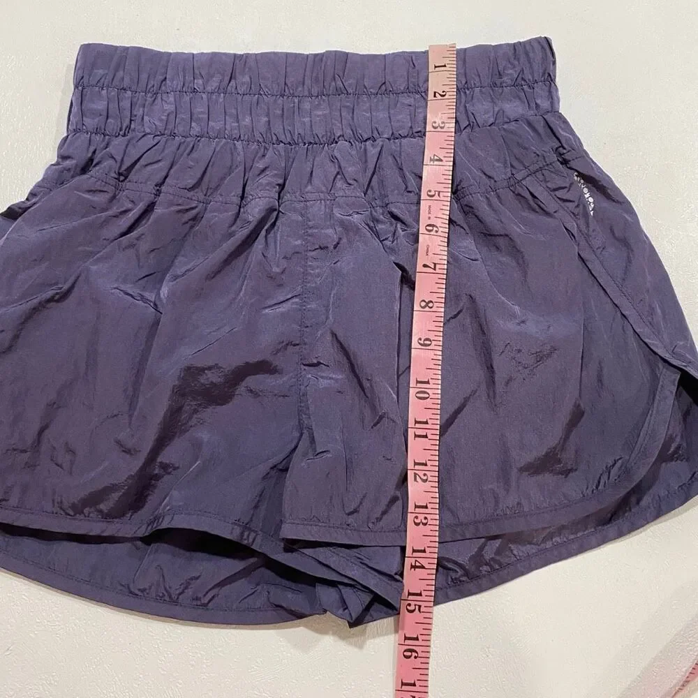 Free People FP Movement Purple Smocked Running Shorts M High Rise Athletic